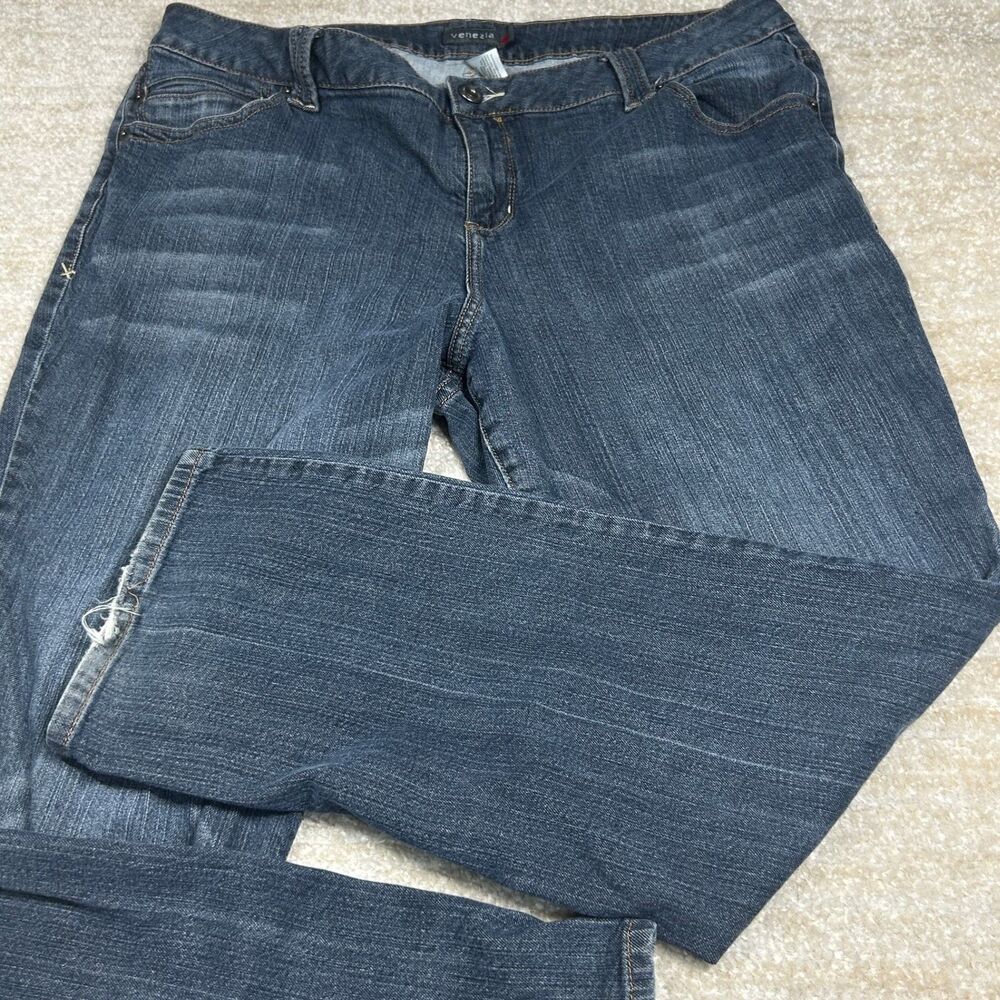 Venezia Jeans Womens 5 Straight Leg Blue Stretch Cotton Spandex Frayed Hem